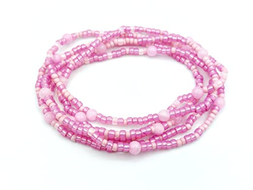 Wickelarmband pink Handmade in Germany Toho Armband mit Naturstein rosa Hippie Boho Ibiza Style