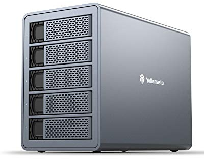 Yottamaster 5 Bahía Carcasa Disco Duro Raid, Aluminio Caja para 2.5/3.5 SATA HDD/SSD, USB Type B 3.0 5Gbps Externo Carcasa Soporta 5 x 24TB Raid 0/1/3/5/10/JBOD/PM, Ventilador de 80mm