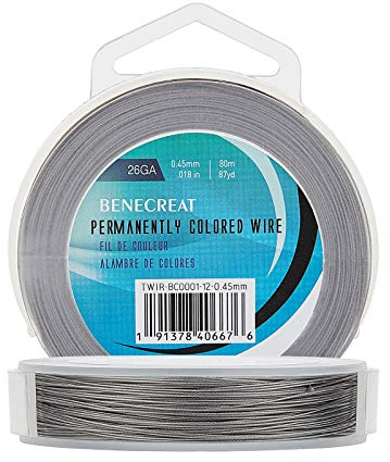 BENECREAT 80m 0.45mm 7 brins Queue de Tigre Perles Fil 201 Acier Inoxydable Nylon Enduit Artisanat Bijoux Perles Fil pour Artisanat Fabrication de Bijoux