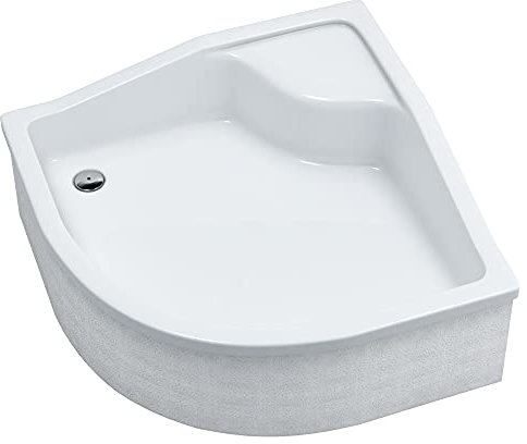 Mestrii Sellon24® Duschkar med bärare, vit, stabil, slät dusch, frigolithållare, EPS-duschkabin, duschbricka, akryl, kvartscirkel R55, kakelbart djup (80 x 80 x 41/26_R55)