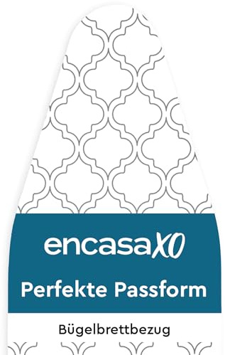 Encasa XO Ironing Board Covers, Large, 125x39 cm, White | 100% Cotton Fabric, 3mm Thick Felt Pad Cover | Drawstring & Cord Lock Tightening | Scorch Resistant Up to 220°C