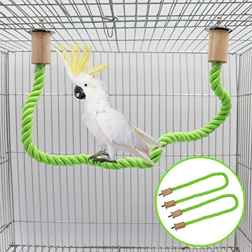 2 Pack Bird Hemp Rope Perch Swing, Bird Cage Stand Pole Accessories, Paw Grinding Standing Climbing Perch for Parrot, Parakeet, Budgies, Lovebirds(23.62/60 cm)