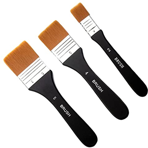 WUDQIJI Platt pensel, lasyrborste, lackeringsborste, 3 stycken, lackpenslar, set, målarpenselset, oljefärger, borste, fönsterborste, färgpensel, oljemålningspensel för målning (20 mm, 40 mm, 50 mm)