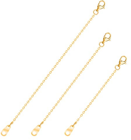 Extensión de cadena de 3 unidades, de oro, ajustable, para collares, pulseras, tobilleras, joyas, Acero inoxidable