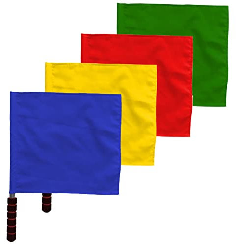 Yardwe 4stücke Hand-signal-flaggen Mit Edelstahlstangen Langlebige Rutschfeste Schiedsrichterflaggen in Rot Gelb Blau Und Grün Für Fußball Sport Und Verkehrssignale