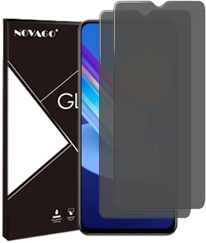 NOVAGO Compatible con Vivo Y52 5G/Y72 5G/ Y35/Y55 5G / Y76 5G/Y76s 5G – Juego de 2 protectores de pantalla de cristal templado resistente 0,33 mm 9H (tintado antiespíon)