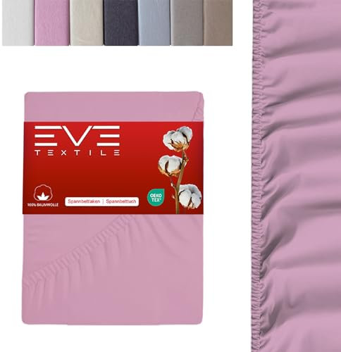 EVE Textile® Spannbettlaken 1er Set 100x200 cm Rosa; Spannbetttuch Bettlaken Spannlaken; Jersey Laken Betttuch für Boxspringbett & Matratze; Waschbar bis 60 Grad; Weich & Allergikerfreundlich