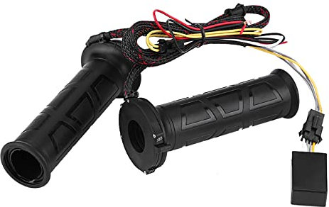 Jadeshay Motorcycle Heated Handlebar, Electric Hot Hand Grips1 Pair Motorcycle Heated Grips 12V Heated Handlebar 22mm 7/8 Electric Heated Hand Grips for Motorbike Black
