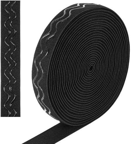 Elastico in Gomma Siliconica 20mm X 5m di Larghezza Elastico con Silicone Antiscivolo Nero Elastico in Gomma per Cucire per Progetti di Cucito fai da te Accessori per la Realizzazione di Parrucche
