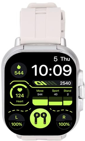 2 i 1 Smart Watch med Hörsnäckor, Bluetooth-hörlurar och Smart Watch för Män Kvinnor, Fitness Watch med 2In HD-pekskärm, Fitness Tracker Sports Watch för IOS för Android (SILVER)