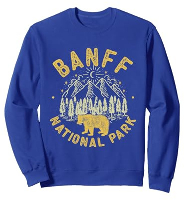 Banff Canadian National Park Bear Souvenir Banff Sweatshirt, Adult Unisex, Royal Blue, XX-Large