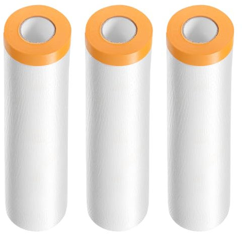 QUARKZMAN 3 Rollos de Película de Enmascarar Pre-Cubierta 70.9 x65.6Ft Cinta y Cubierta de Plástico para Pintores con Cinta Película de Lona para Pintura de Automóviles