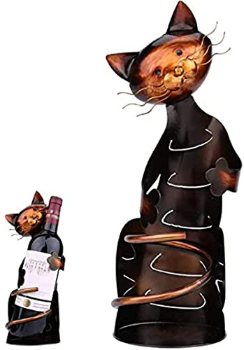 DUANxiaoyanK Porte-bouteille de vin, support de bouteille de vin en forme de chat, figurines d'animaux, support d'affichage en forme de chat, pour la maison, la décoration de bar