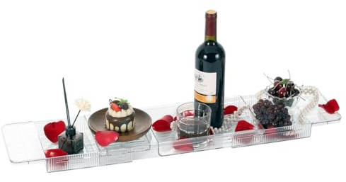 Vassoio per vasca da bagno, estensibile, ripiano per vasca da bagno, per libri, telefono, tablet, bicchieri da vino, si adatta alla maggior parte delle vasche