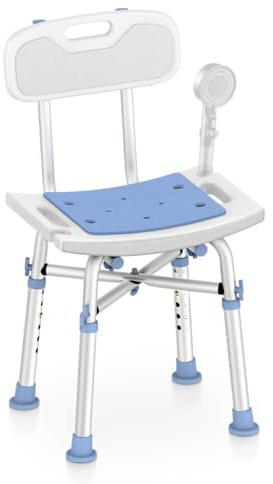 NEWFUN Taburete De Ducha Para Mayores, Taburete De Ducha Antideslizante Y Regulable En Altura, Silla De Ducha Con Asiento Ergonómico, Montaje Sin Herramientas, 150 Kg