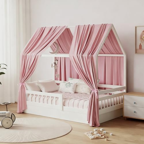 GFCC Ciel de Lit Cabane Ensemble de Décoration 2 Pièces 125 x 350 cm Rose