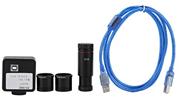 HWGING Caméra de Microscope USB 5MP, Caméra Oculaire Industrielle Gratuite avec Adaptateur CCD 0,5X