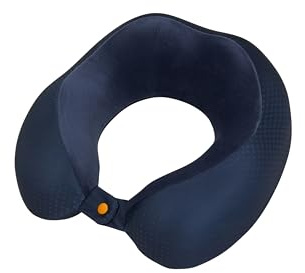 American Tourister Accessori da viaggio - Cuscino da viaggio in memory foam, cuscino cervicale ergonomico e confortevole per aereo, auto e treno, 30 cm, blu/arancione (blu/arancione)