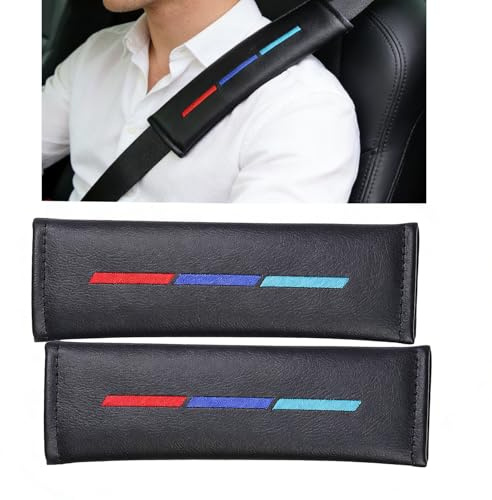 Sqxaldm 2 Imbottitura per Cintura in Nero Protezioni Comfort per Cintura di Sicurezza Auto Sicurezza Cuscino Spalla in Auto Cuscinetti Universali per Cintura Sicurezza (PU - 3 traversine)