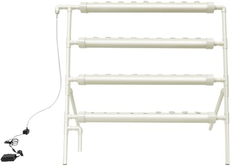 Hydroponic System Indoor und Outdoor Nutzung Hydrokultur Set 36-Hole Hydrokultursystem 4 Etagen Hydroponisches Anzuchtsystem mit Wasserpumpe Pflanzenregal Smart Hydroponic Grow Stand 95×45×100cm