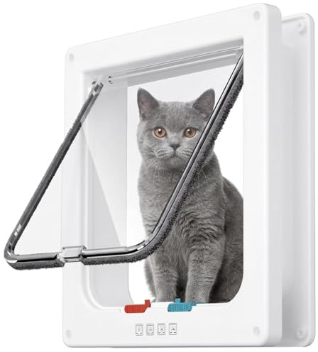 20x1.8cm Cat Door for Windows with 4 Way Lock, 2-Way Entry Exit Cat Door | Pet Access Control For Indoor Cats And Small Dogs, Cat Flap Suitable For Sliding Glass Wooden Doors Wall