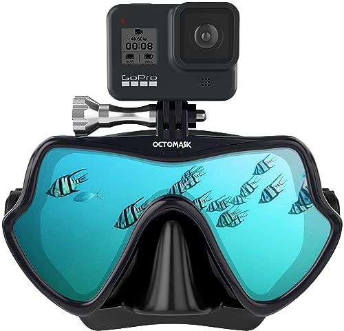 OCTOMASK - Frameless Dive Mask w/Mount for All GoPro Hero Cameras for Scuba Diving, Snorkeling, Freediving (Black)…
