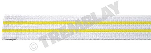 Rouleau de 25 METRES de Ceinture de Judo Blanc et 2 Traits Jaune