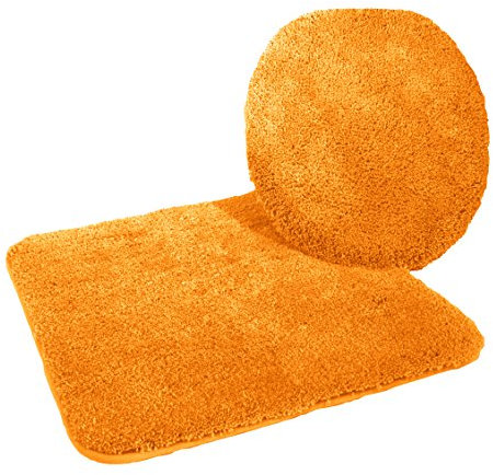 Kinzler J-10053/425 Mikrofaser Bademattenset 2-teilig, WC-Deckelbezug 47 x 50 cm, und Vorleger ohne Ausschnitt 50 x 55 cm, terra