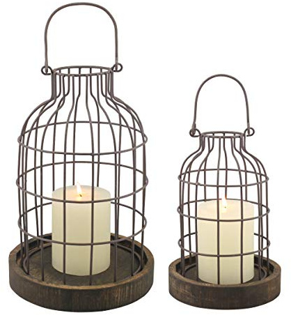 Stonebriar SB-5393C 2PC Wire METAL CLOCHE SET, Set of 2, Brown