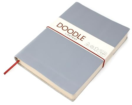 Artway Indigo Doodle – Askgrå Läderliknande Skissbok/Anteckningsbok – 175mm x 125mm – 164 Sidor/82 Blad av 150gsm Ritpapper