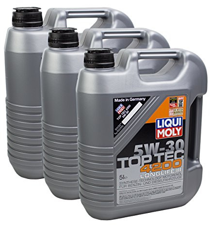 LIQUI MOLY 3 x motorolja Top Tec 4200 5W-30 lättgående motorolja 5 liter