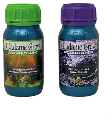 MADAME GROW Fertilizante 420 plantas verdes - Abono para plantas verdes - Abono líquido para plantas - Fertilizante para el crecimiento universal - Fertilizante para la floración (KIT FLOWER 2x250ml)