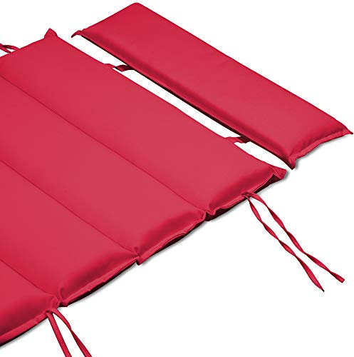 Detex Coussin pour Bain de Soleil Rouge rembourré 7 cm d'épaisseur Oreiller Inclus avec Sangles Coussin pour transat