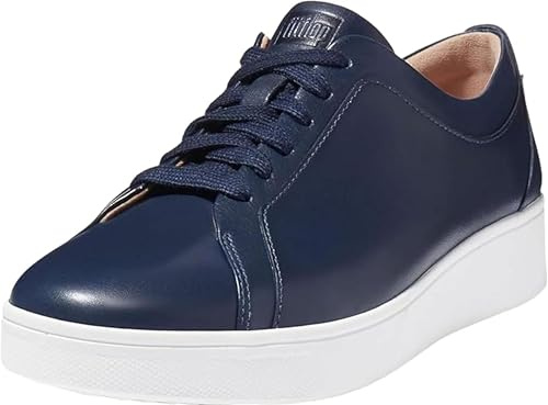 Fitflop Women's Rally Trainers - Soft Leather Tennis Sneakers - Comfortable, Lightweight with Natural Arch Support - Midnight Navy - 6.5 UK