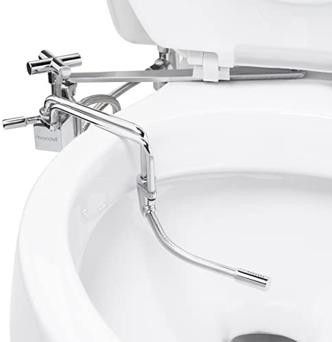 Brondell SMB-15 Side Mounted Manual Bidet Attachment for Toilet Seats with Adjustable Sprayer and Water Pressure, Thin Profile, Chrome (Ambient Temperature)