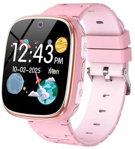 Kids Smart Watch Girls Boys - Smart Watch for Kids Game Watch Gifts for 4-12 Years Old with 26 Games Camera Alarm Video Music Player Pedometer Flashlight Birthday Gift for Boys Girls (6 Pink)
