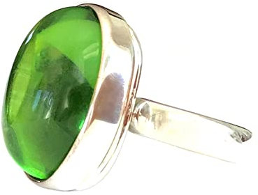 Ring edler grüner Bernstein in Sterling Silber 925, Silberring karibischer grüner Bernstein, verstellbare Größe 17-19.5, Designer Jewelry