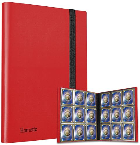 Homotte samlarkort bindemedel, 9 fickor baseboll fotbollspärm 360 sidobelastande korthållare för samlarkort, standardstorlek organisera album för Naruto Yugioh MTG DBZ Sports TCG (röd)