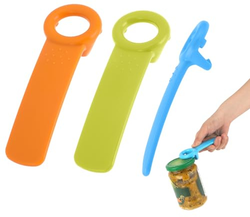 Giantree 3 Stück Deckelöffner aus Kunststoff, Glasöffner Manuell Bieröffner Glasdeckelöffner Mühelos Bieröffner Deckelöffner für Ältere Menschen, Kinder, Frauen, Schwache Hände (blau grün orange)