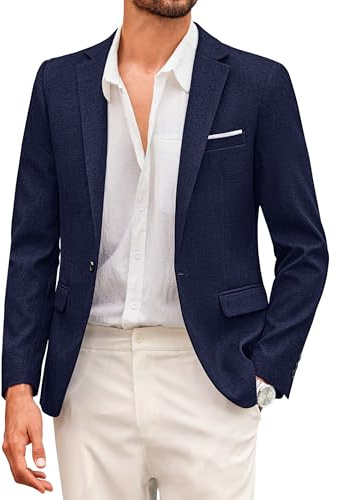 COOFANDY Giacca da uomo sportiva casual, blazer, vestibilità regolare, abito a un bottone professionale, blu navy, XXL, Blu navy, XXL