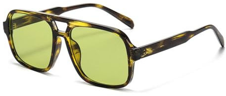 WDZAYXC Lunettes de soleil rétro pour homme et femme - Lunettes de soleil tendance rétro avec grand cadre (Léopard/vert)