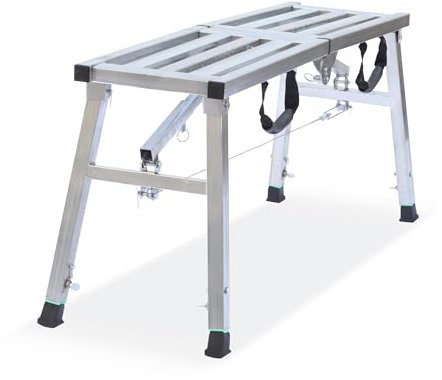 Folding Hop Up Work Platform Steel Step Ladder Stool Portable Heavy Scaffolding Platform for Home, Office, Workshop and Garage Maximum Load 180 KG (100CM)