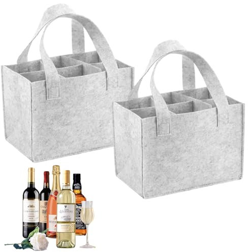 ZDNT 2 Stück Filztasche für Weinflaschen - 6 Flaschen Transporttasche für Bier, Männerhandtasche, Geeignet für Partyreisen und Picknicks
