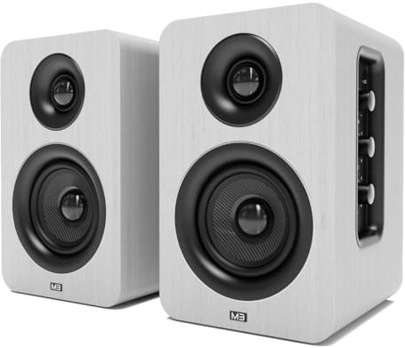 AZATOM Bookshelf Speakers 60W | Bluetooth | 3” Carbon Fibre Drivers & Silk Tweeters | 24bit DAC Built-in | Perfect for Computer Gaming, Vinyl Turntable, HiFi, Home Theatre Equinox M3 (White)