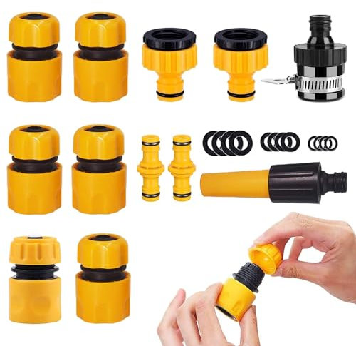 Set di connettori per tubo da giardino - 15 pezzi con adattatore universale e accessori per irrigazione