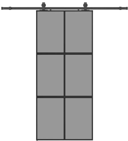 vidaXL Puerta corredera con herrajes negro 90x205 cm vidrio templado