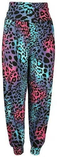 ANZEE Girls Harem Pants Ali Baba Trousers Casual Baggy Pant Sports Dance Elastic Yoga Kids Leggings Comfy Relaxed High Waist Trouser 3-13 Years (UK, Numeric, 7 Years, 8 Years, Multi Leopard)