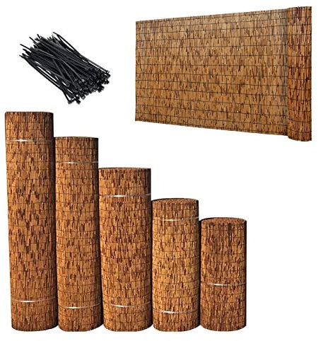 Rouleau de clôture en bambou naturel de 50 x 800 cm pour extérieur, jardin, terrasse, villa, pare-soleil et brise-vue 50 x 800 cm