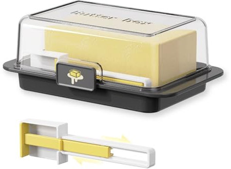 Butter Dish Countertop Covered Dish Container Easy Scoop Unbreakable Cheese Keeper Multifunctional Butter Keeper Tray for(Black)