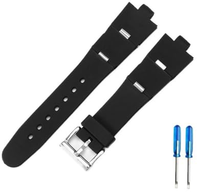 NBCNZCTSAS Apto for correa de reloj de goma For Bulgari for interfaz convexa, accesorios de reloj suaves y cómodos for hombres y mujeres, 22x8mm, 24x8mm(Fold Black-Steel,22x8mm)
